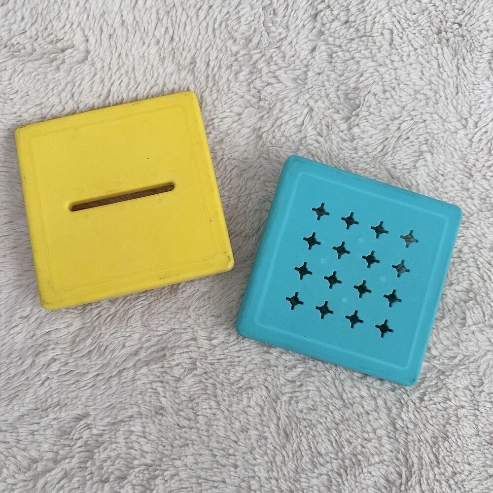 Lovevery Replacement Lids Teal Stencil Yellow Coin Slot 2pc Set